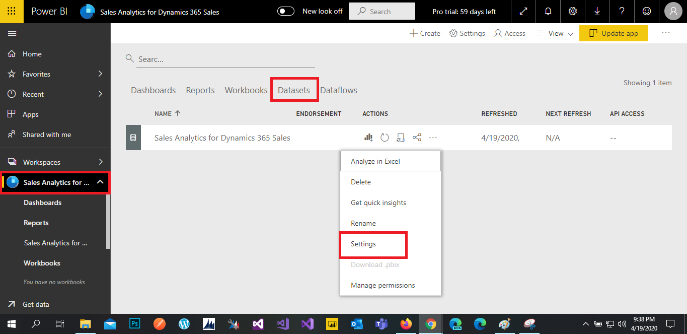 Configure Power BI template apps to work with Dynamics 365 Sales ...