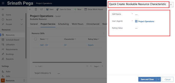 Project Operations #5: Bookable Resources Skills and Roles – Srinath Pega